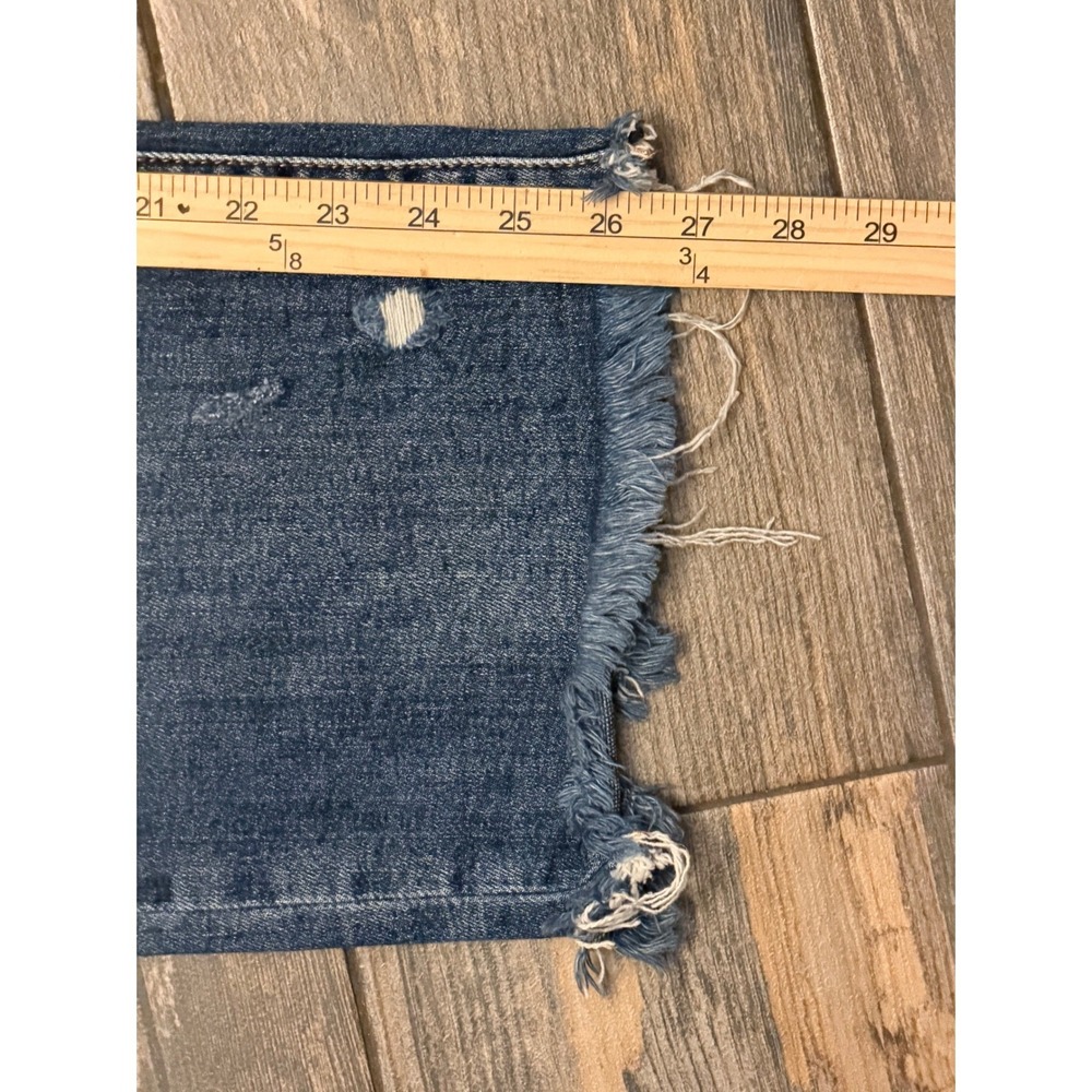 Risen Jeans High Rise Wide Leg Distressed Raw Hem Cropped Denim Blue Size 9/29 - Picture 9 of 10